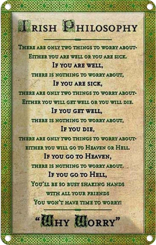 Blechschild 18x12 cm Irish Philosophy there are only