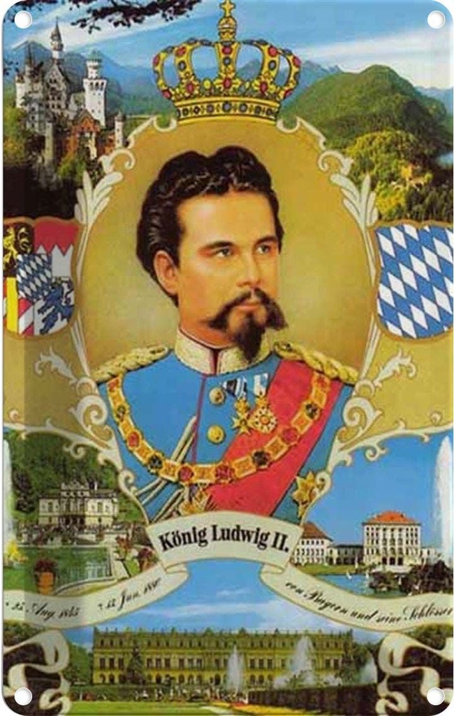 Blechschild 18x12 cm Ludwig II König Bayern King