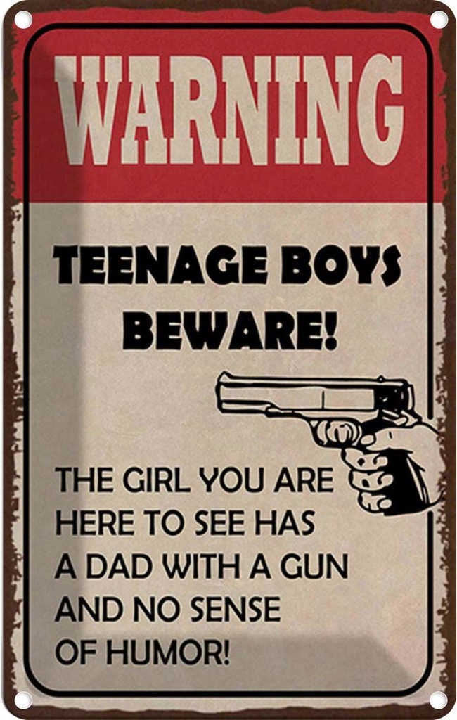 Blechschild 18x12 cm warning teenage boys beware