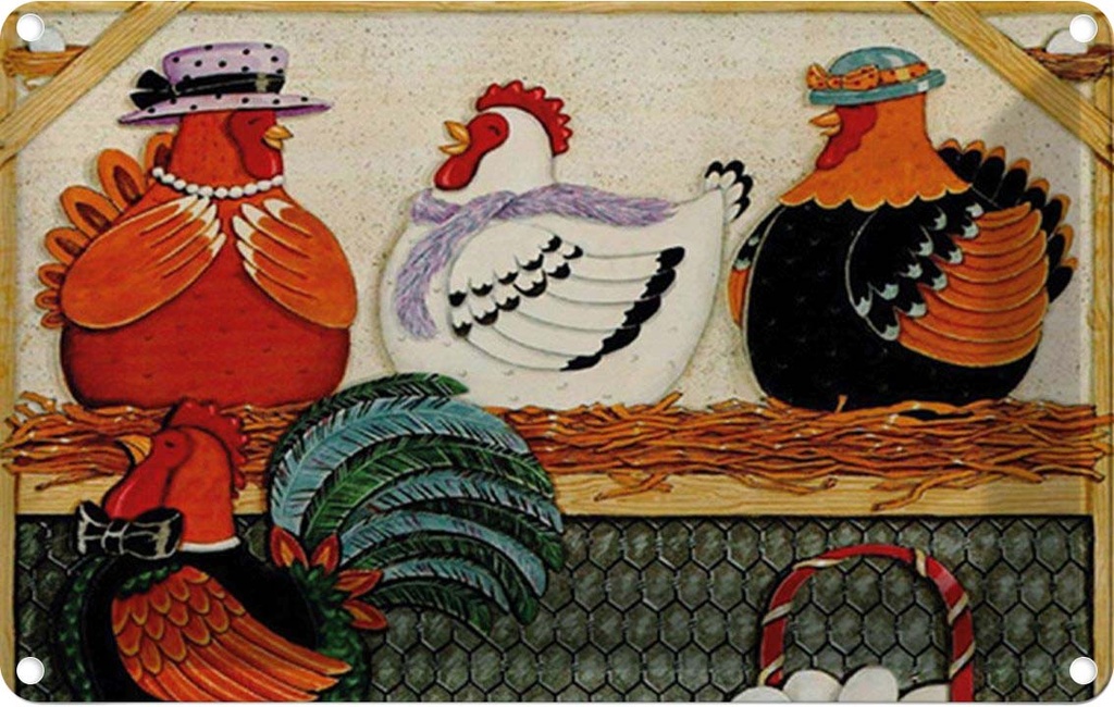 [LA-1781358] Blechschild 12x18 cm Huhn Hühner Eggs Eier Bildmotiv