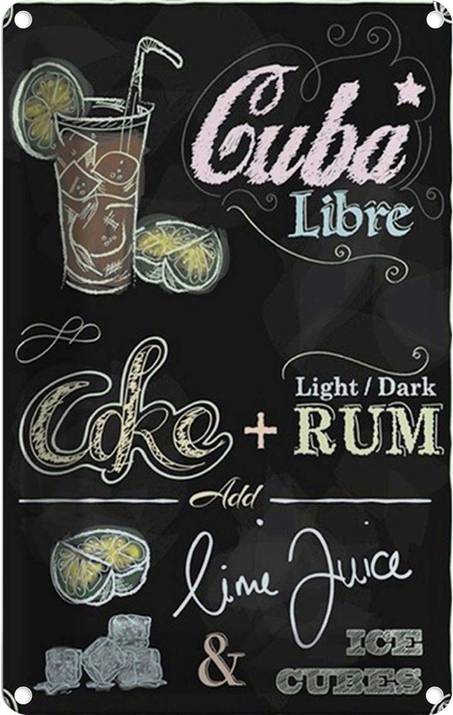 Blechschild 18x12 cm Cuba Libre Cocktail dark Rum Ice