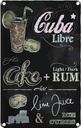 Blechschild 18x12 cm Cuba Libre Cocktail dark Rum Ice