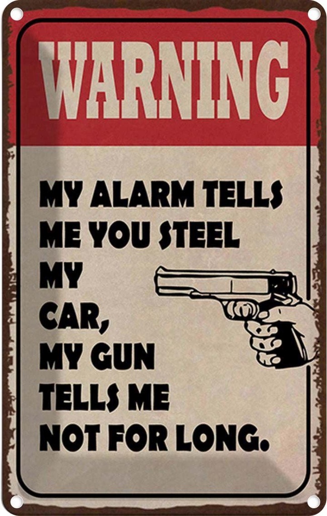 Blechschild 18x12 cm warning my alarm tells my car
