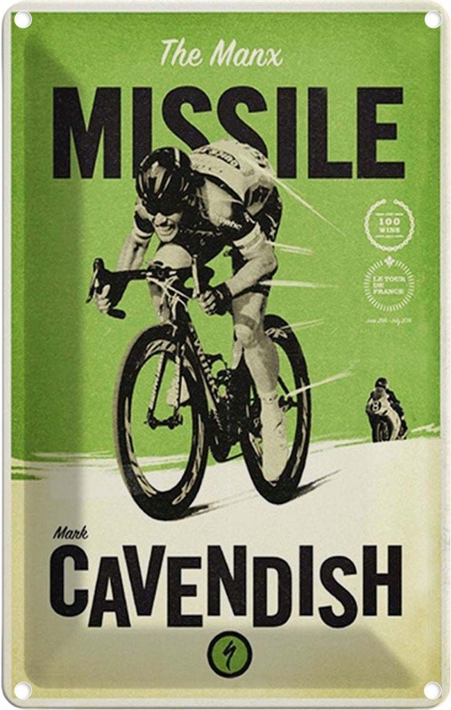 Blechschild 18x12 cm the Manx missile Mark Cavendish