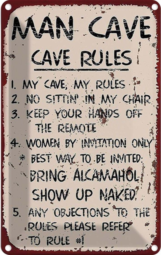 Blechschild 18x12 cm Man cave my cave my rules