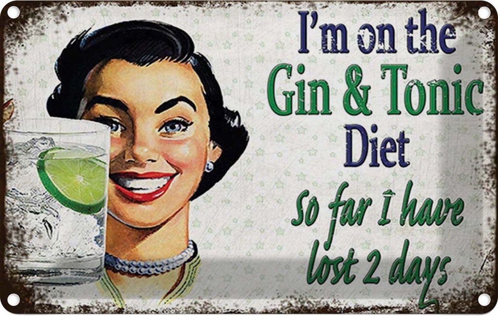 Blechschild 12x18 cm I´m on the Gin & Tonic Diet