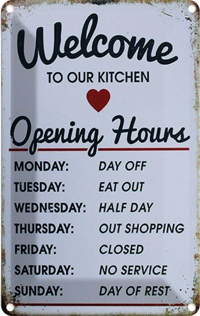 Blechschild 18x12 cm welcome to our Kitchen Opening