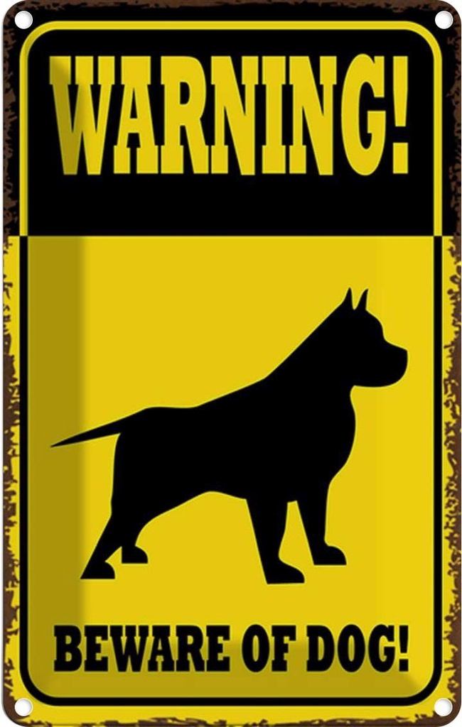 Blechschild 18x12 cm Warning beware of dog