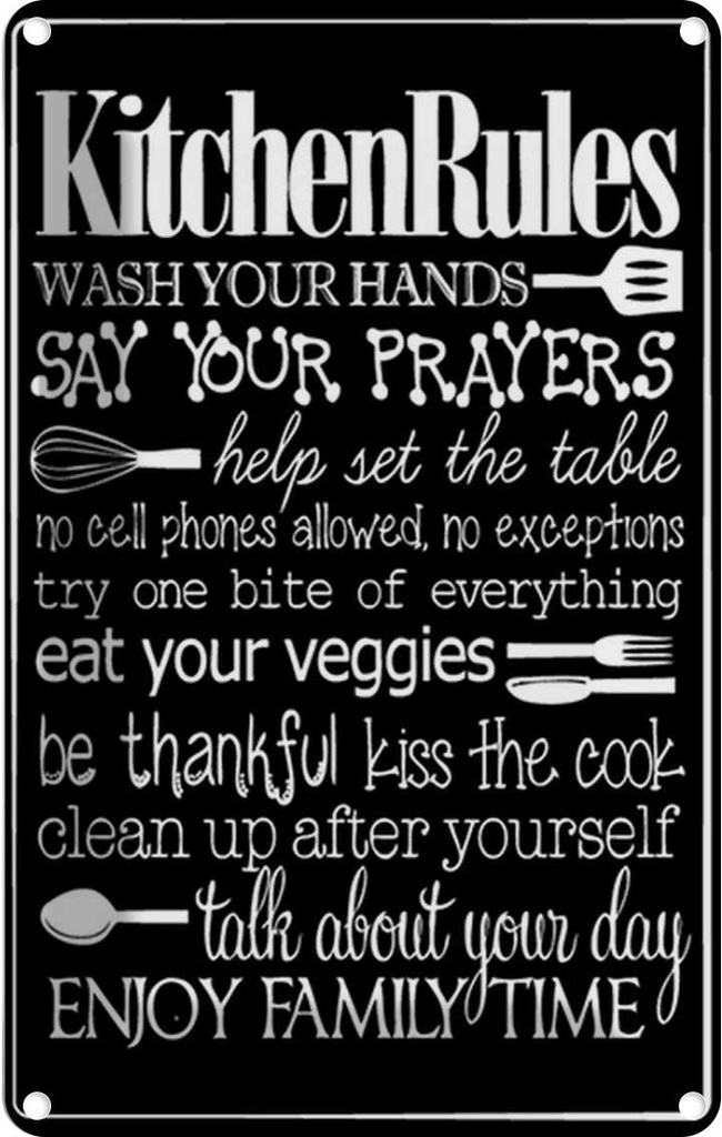 Blechschild 18x12 cm Kitchen Rules wash your hands