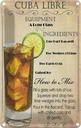 Blechschild 18x12 cm Cuba Libre Equipment ingredient