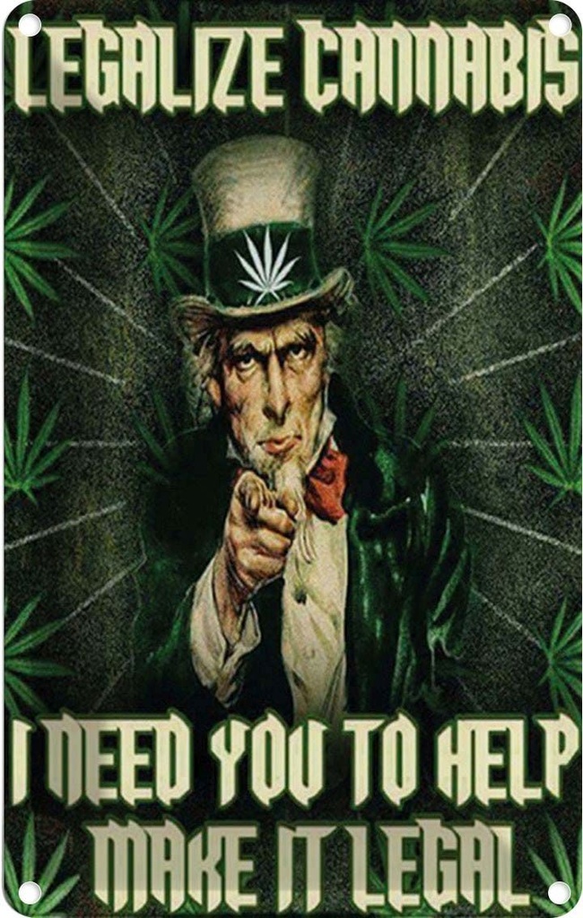 Blechschild 18x12 cm legalize cannabis need you help