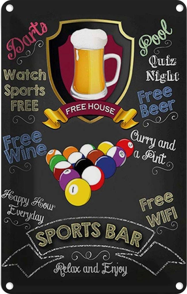 Blechschild 18x12 cm sports bar Beer Bier relax enjoy