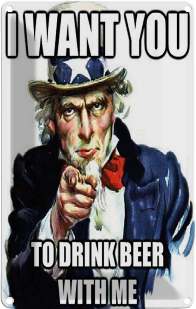 Blechschild 18x12 cm i want you to drink beer with me