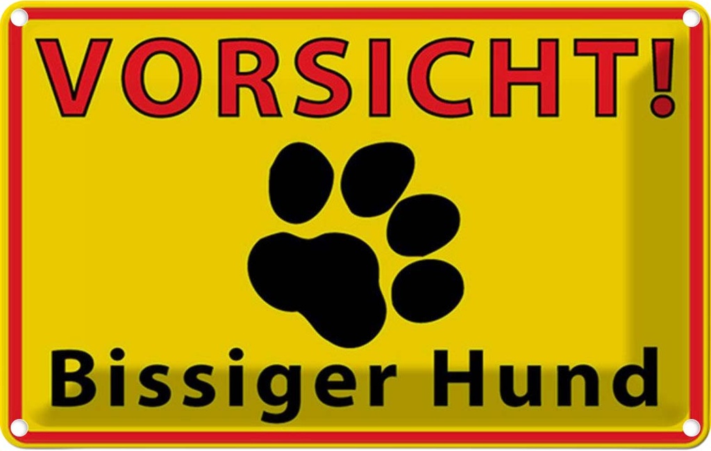[LA-1781471] Blechschild 12x18 cm Tiere Vorsicht bissiger Hund Warnschild Hinweisschild Sicherheit