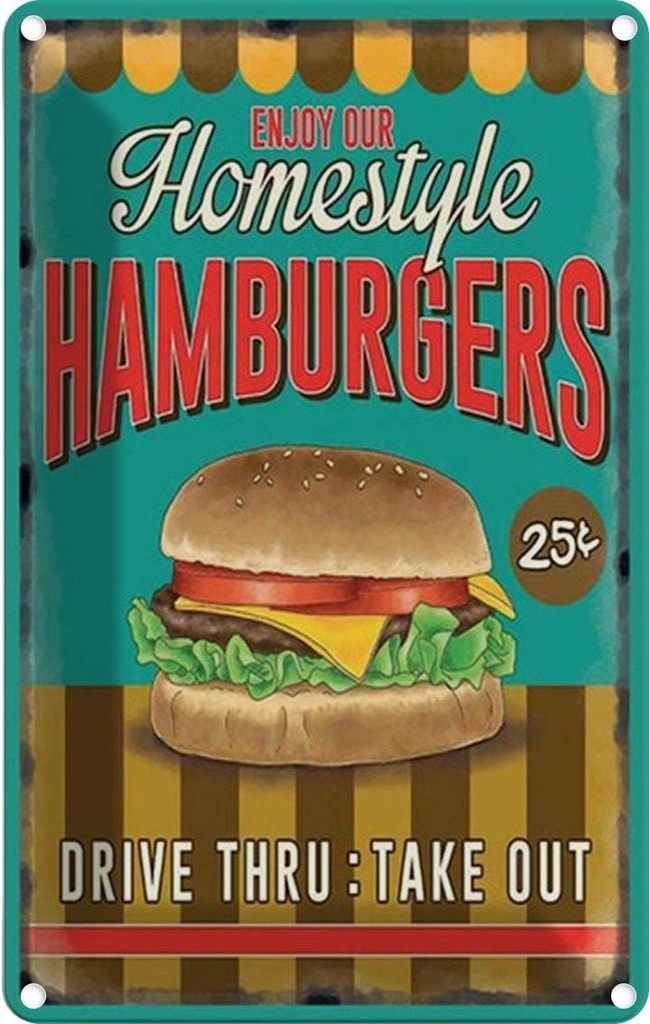 [LA-1781492] Blechschild 18x12 cm Hamburgers enjoy our Homestyle