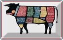 Blechschild 12x18 cm Metzger Kuh Beef cuts Fleisch