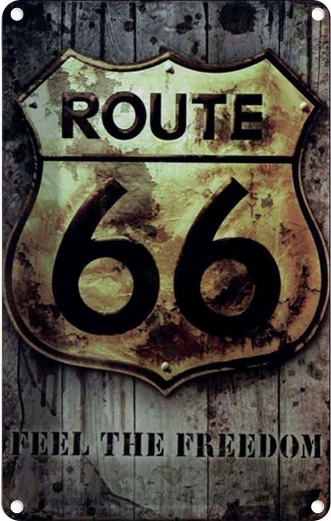 [LA-1781500] Blechschild 18x12 cm Retro route 66 feel the freedom