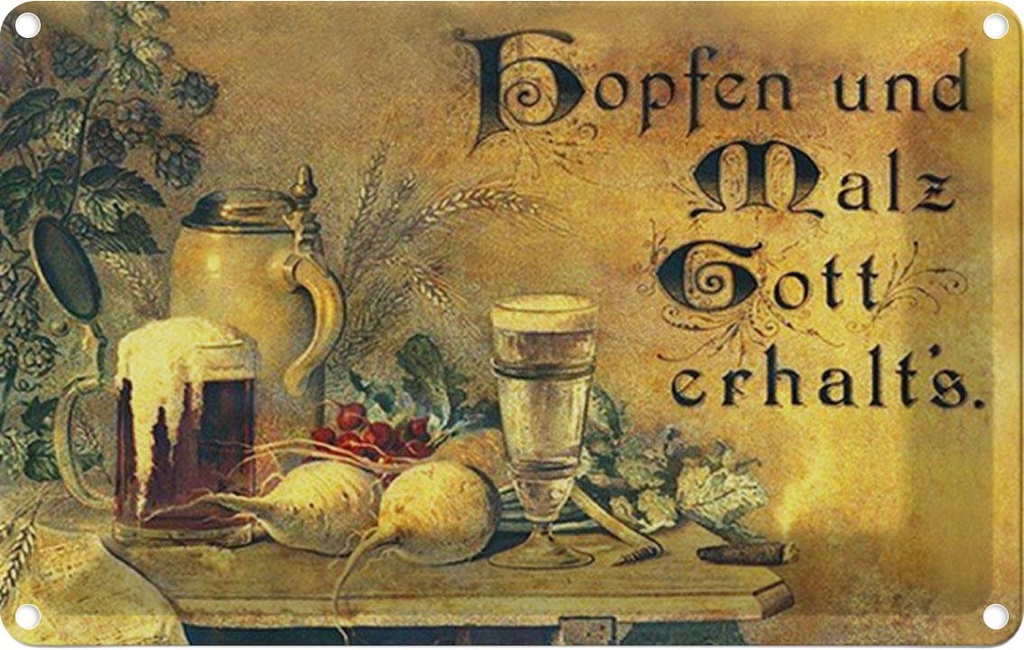 [LA-1781510] Blechschild 12x18 cm Hopfen und Malz Gott erhalt´s