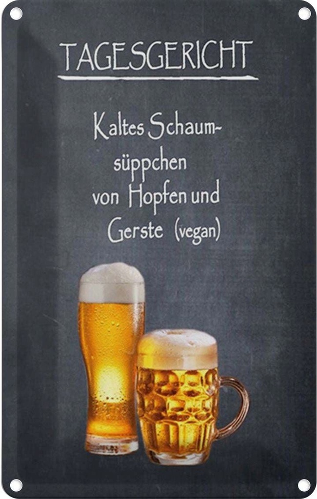 [LA-1781514] Blechschild 18x12 cm Bier Tagesgericht Schaum-Süppchen kalt Witz Humor Lustig Spaß