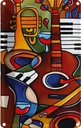 Blechschild 18x12 cm Kunst Musik Instrumente Gitarre Piano Bildmotiv
