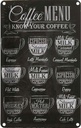 Blechschild 18x12 cm Coffee Menu Espresso Latte Flat