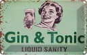 Blechschild 12x18 cm Alkohol Gin & Tonic liauid sanity