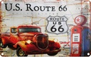 Blechschild 12x18 cm Retro US Route 66 Oldtimer Tankstelle