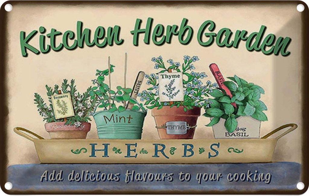 [LA-1781548] Blechschild 12x18 cm Garten Kirchen Herb Garden Mint Thyme
