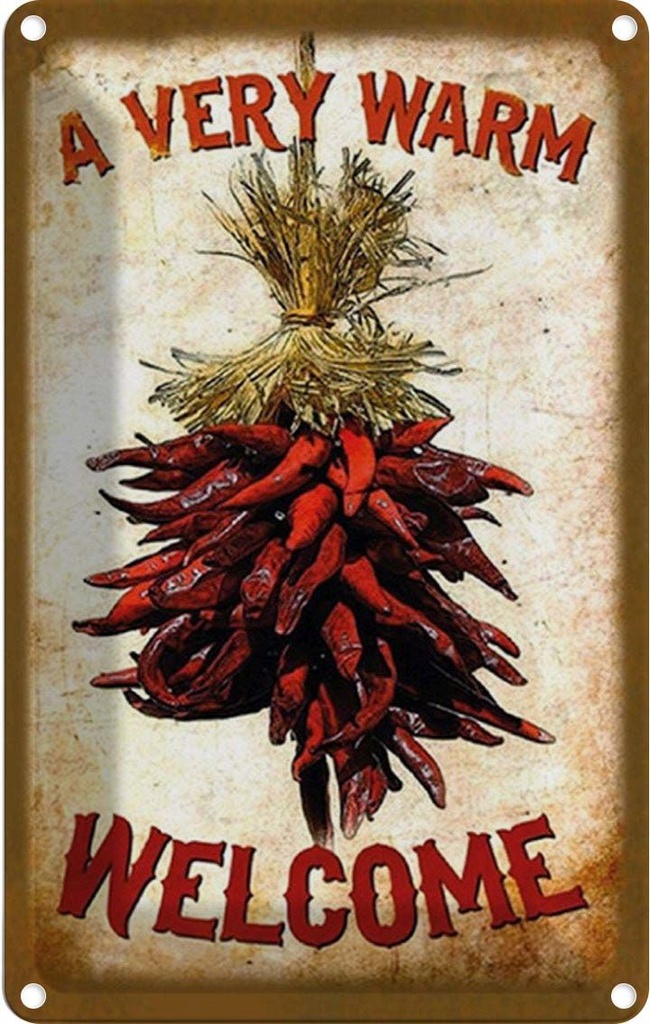 Blechschild 18x12 cm a very warm welcome Chili