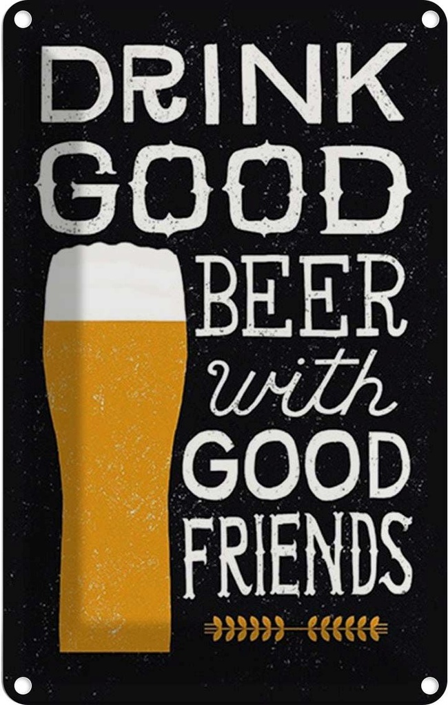 Blechschild 18x12 cm Alkohol Drink good beer with friends