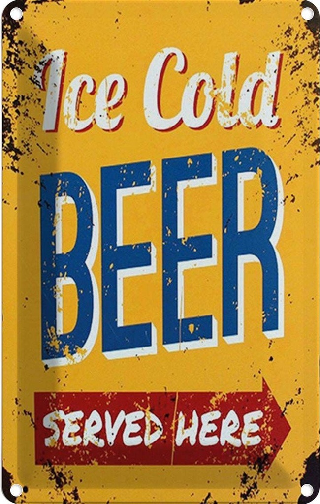 Blechschild 18x12 cm Retro Ice Cold Beer served here Bier