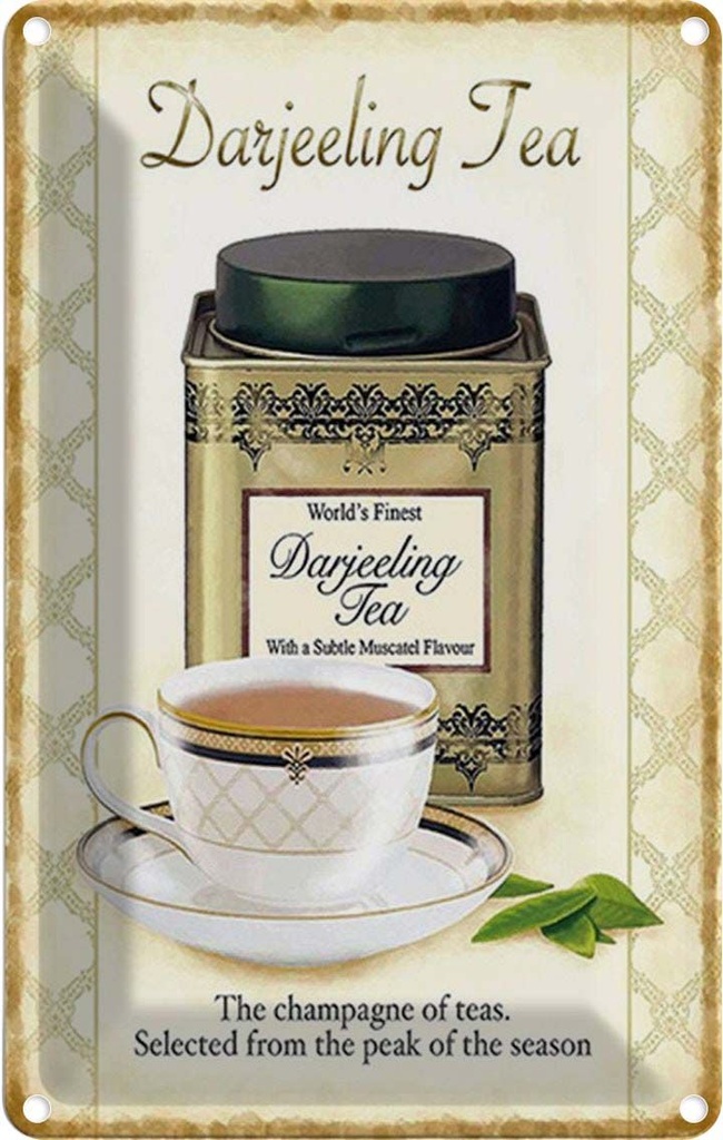 Blechschild 18x12 cm Tee Darjeeling Tea champagne of teas