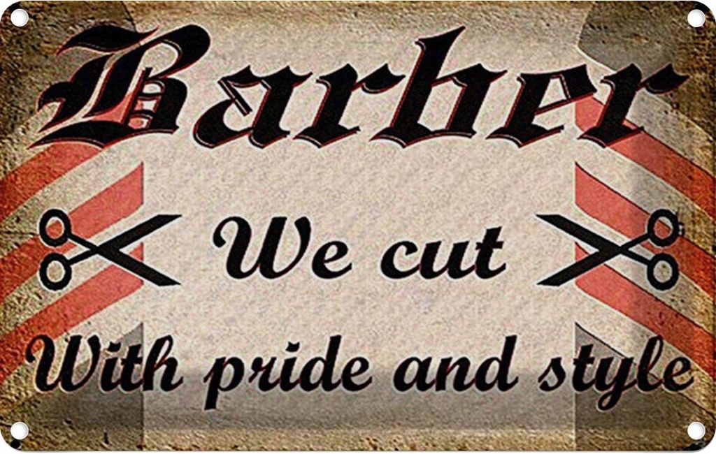 Blechschild 12x18 cm Friseur Barber we cut with pride style