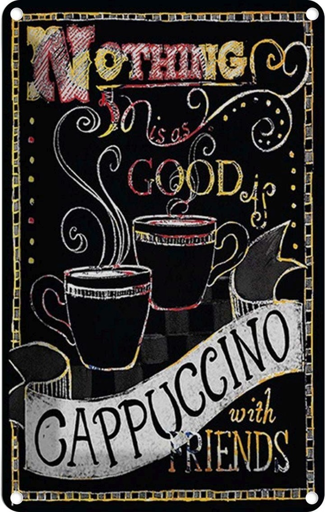 Blechschild 18x12 cm Cappuccino with friends