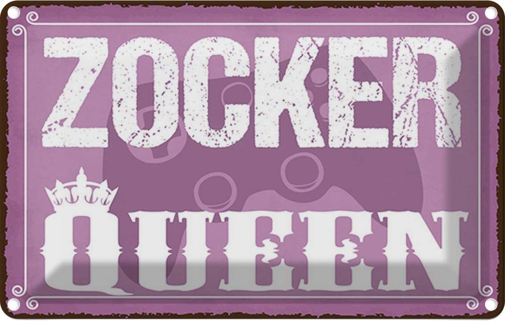 Blechschild 12x18 cm Zocker Queen Konsole Gamer