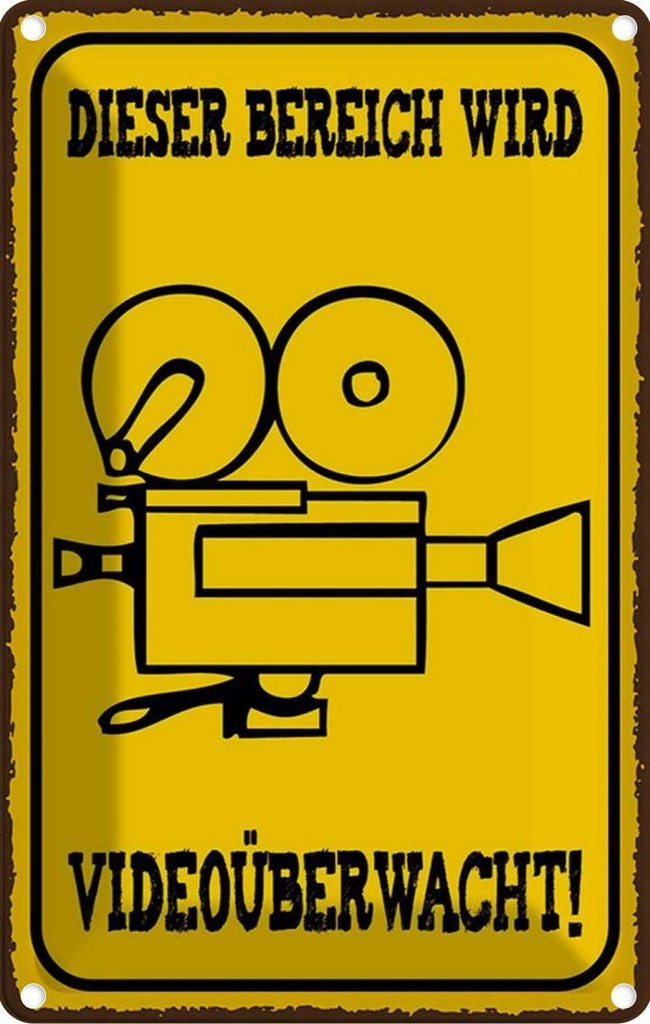 [LA-1781616] Blechschild 18x12 cm Warn Bereich videoüberwacht Warnschild Hinweisschild Sicherheit Vorsicht