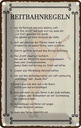 Blechschild 18x12 cm Pferd Reitbahnregeln wer Reithalle