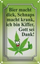 Blechschild 18x12 cm Bier macht dick Schnaps krank Spruch Zitat