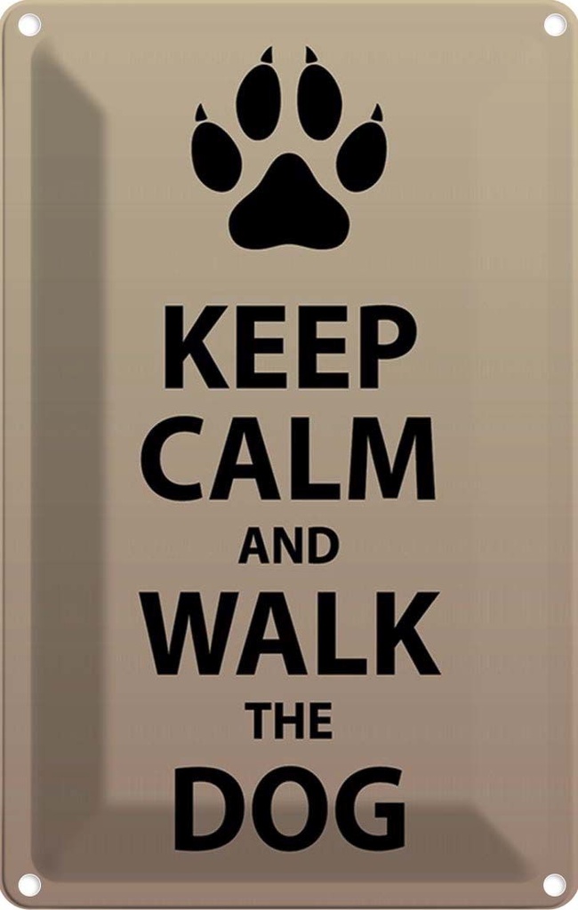 Blechschild 18x12 cm Keep calm and walk the dogSchild