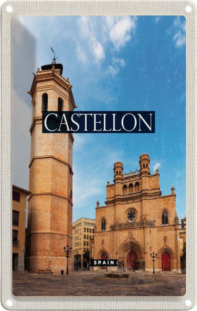 [LA-1781791] Blechschild 18x12 cm Retro Castellon Spain Küstenstadt Bildmotiv Reisemotiv Abenteuer Reisen Urlaub
