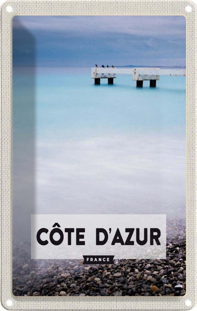 [LA-1781798] Blechschild 18x12 cm cote d'azur France Meer Bildmotiv Reisemotiv Abenteuer Reisen Urlaub