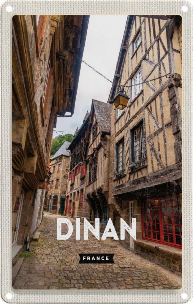 [LA-1781800] Blechschild 18x12 cm Dinan France Mittelalter Stadt Bildmotiv Reisemotiv Abenteuer Reisen Urlaub