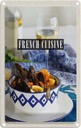 Blechschild 18x12 cm French Cuisine Meeresfrüchte Wein Bildmotiv Reisemotiv Abenteuer Reisen Urlaub