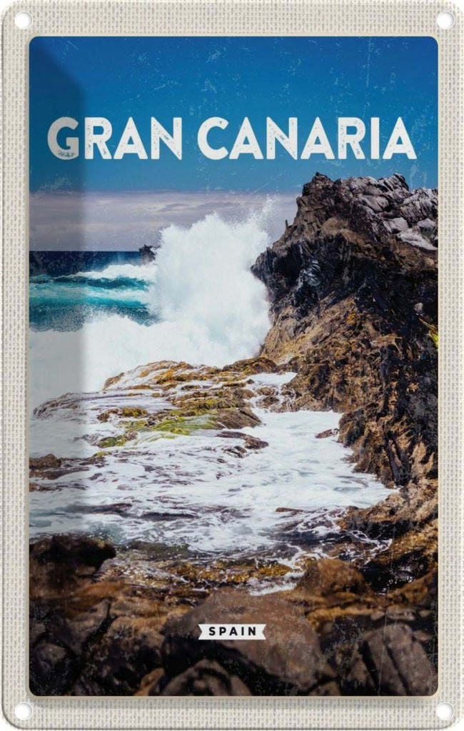 [LA-1781808] Blechschild 18x12 cm Gran Canaria Spain Meer Berge Bildmotiv Reisemotiv Abenteuer Reisen Urlaub