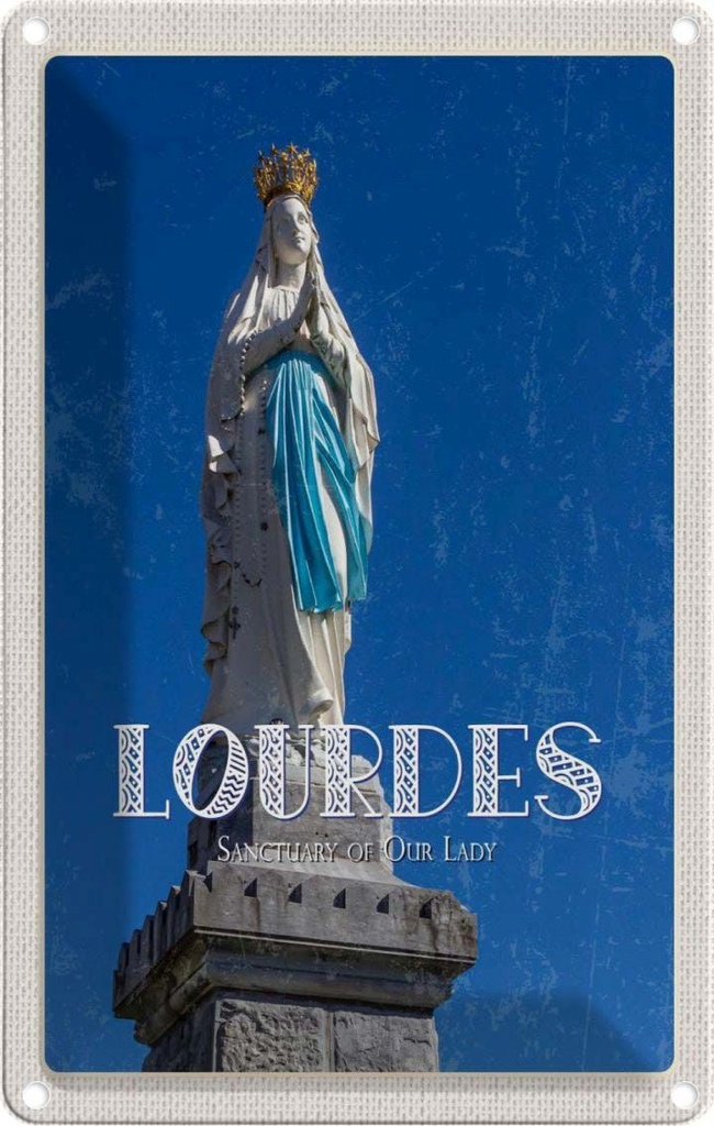 [LA-1781817] Blechschild 18x12 cm Heiligtum Frau von Lourdes Kirche Bildmotiv Reisemotiv Abenteuer Reisen Urlaub