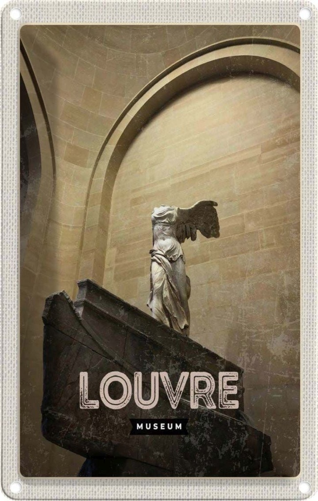 [LA-1781818] Blechschild 18x12 cm Retro Louvre Museum Paris Palast Bildmotiv Reisemotiv Abenteuer Reisen Urlaub
