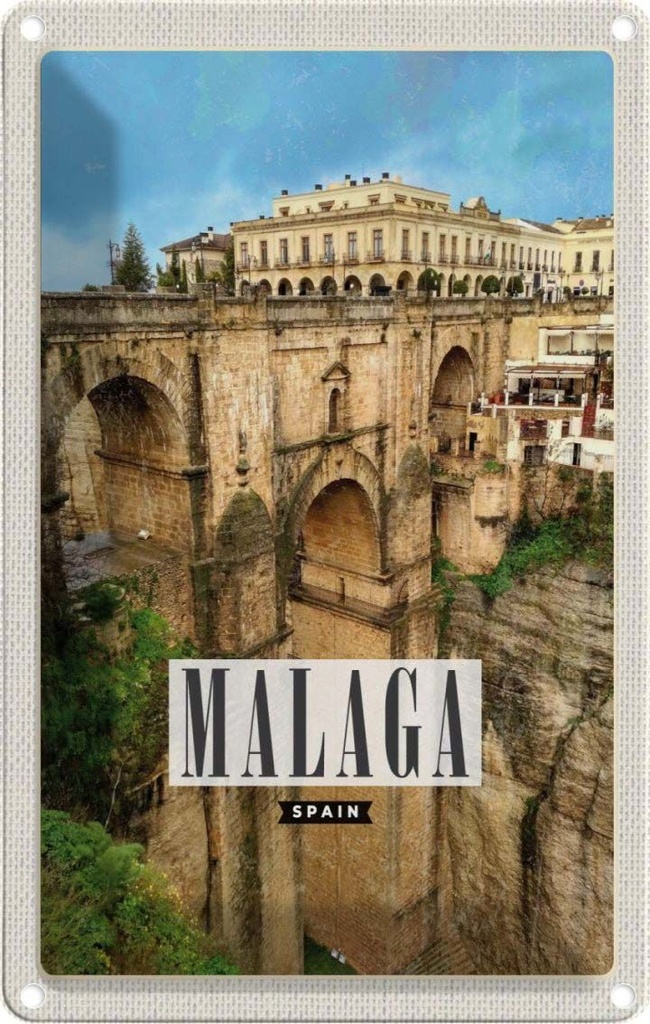 [LA-1781820] Blechschild 18x12 cm Malaga spain Hafenstadt Bildmotiv Reisemotiv Abenteuer Reisen Urlaub