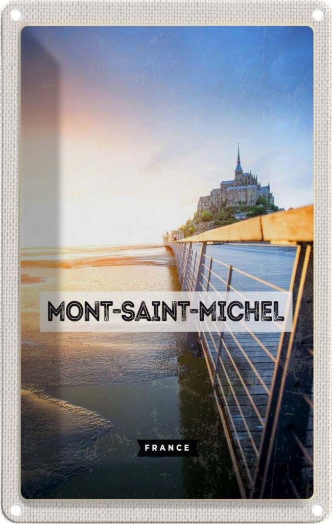 [LA-1781825] Blechschild 18x12 cm Mont-saint-Michel France Meer Abenteuer Reisen Urlaub