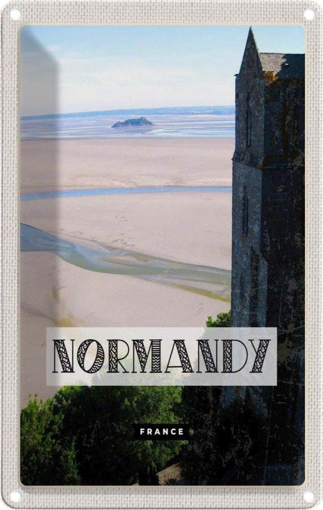 [LA-1781830] Blechschild 18x12 cm Normandie France Meer Sand Poster Bildmotiv Reisemotiv Abenteuer Reisen Urlaub