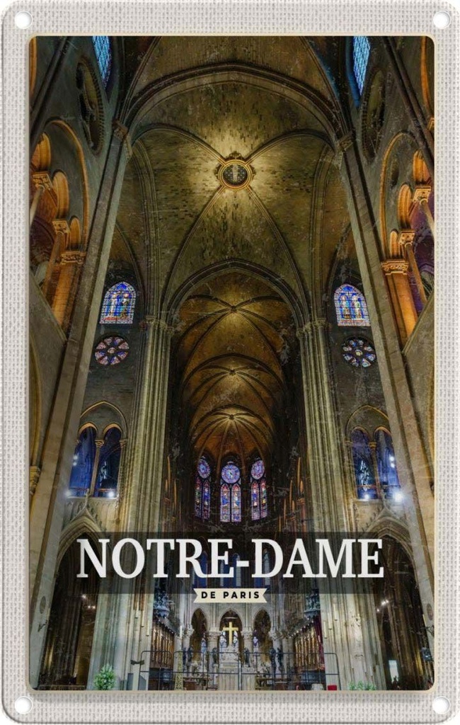 [LA-1781831] Blechschild 18x12 cm Notre Dame Paris Kathedrale Geschenk Bildmotiv Reisemotiv Abenteuer Reisen Urlaub